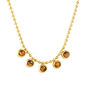 Collar de Moda con Cadena, Colgante Redondo de Aleación de Zinc con Zirconia Blanca, Joyería de Regalo - Product Image 5