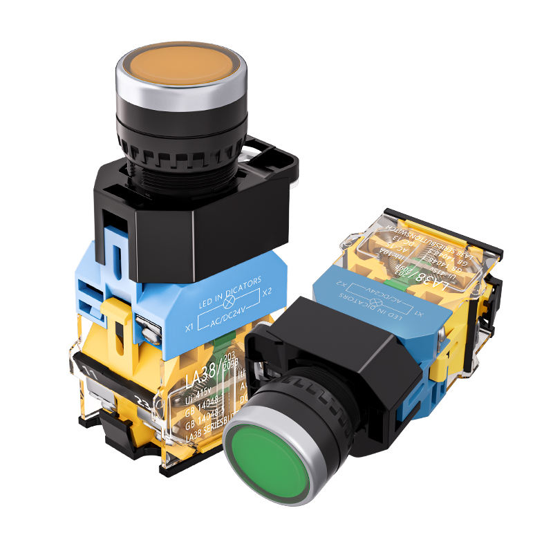 LA38-11D Self-Locking Self-Resetting 22MM Brass Mechanical Momentary Button Switch 10A Max. Current 1NO1NC Screw Terminal