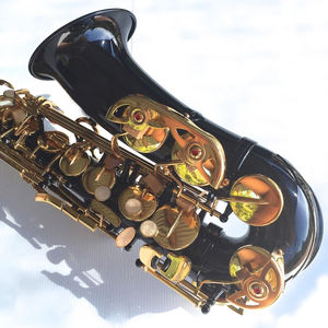 Saxofón alto negro, instrumento de viento, clave Eb F #   Llaves de Latón Lacado en Oro al por Mayor - Product Image 2