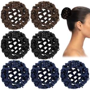<span class=keywords><strong>Ballet</strong></span> Crochet Hair Bun Covers Net Invisible Knit Mesh Hair Net Hecho a mano Elástico Hairnet Holders Scrunchies Maker Snoods - Product Image 6
