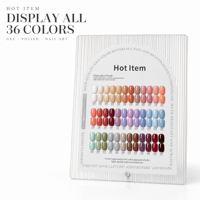 Présentoir transparent en acrylique pour couleurs de vernis à ongles, organisateur de 36 échantillons, finition brillante, support de table pour salon