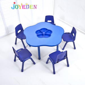 Best Quality Flower Shape Preschool Kindergarten Furniture Sets Kids Wooden Table and Chairs Set with Toys <strong>Basket</strong> - Product Image 5