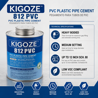 Ciment solvant PVC de qualité industrielle KIGOZE 812, colle PVC à prise moyenne et viscosité élevée pour tuyaux et raccords jusqu'à 12 pouces