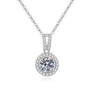 Collier en moissanite ronde testée au diamant, pendentif en moissanite VVS pour mariées, usage quotidien, bijoux en argent sterling 925