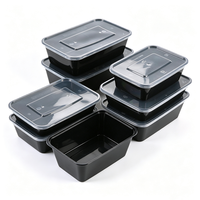 Contenants alimentaires en plastique carrés légers et économiques de 1750 ml avec couvercles pour la vente en gros, idéaux pour les boîtes à emporter des restaurants