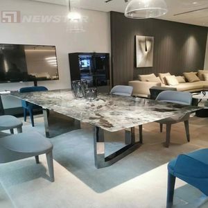 Bàn ăn sang trọng kiểu Ý hiện đại, bàn ăn Calacatta Viola cho nhà hàng khách sạn, bàn ăn cỡ lớn cho phòng ăn biệt thự khách sạn - Product Image 5