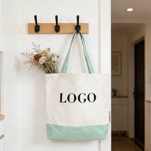 Sac fourre-tout en toile cirée grande taille avec logo personnalisé, réutilisable, en coton, avec fond renforcé, vente en gros usine - Product Image 2
