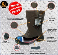Bottes de sécurité longues pour hommes OEM, en cuir marron foncé, avec embout en acier, anti-perforation, antistatiques, résistantes à l'huile et à l'eau, semelle antidérapante en PU