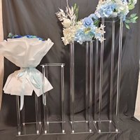 Support floral de mariage en acrylique, carré géométrique, marqueur de chemin, accessoires de décoration de table festifs multi-niveaux pour salle de banquet
