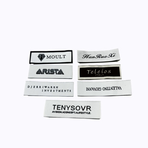 Logotipo de marca personalizado bordado lavable de alta densidad satén impreso etiquetas de bandera tejida para prendas de vestir - Product Image 6