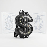 Sac à dos Ita personnalisé en forme de signe dollar, en cuir PU, avec fenêtre transparente pour l'affichage de badges émaillés