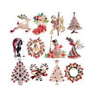 Broche de Noël Joyeux Noël, motif Bonhomme de neige, Père Noël, botte, guirlande, strass tendance