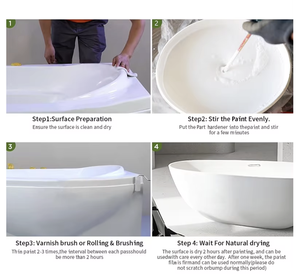 Acryl-Badewannen- und Fliesen-Aufbereitungsset mit Werkzeugen Geruchsarme Weiße Badewannenfarbe auf Wasserbasis für Einfache Anwendung mit Pinsel - Product Image 3