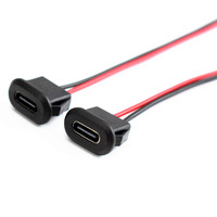 Connecteur femelle USB-C de type panneau LN-001 pré-câblé, boîtier blanc, prise de charge USB-C avec fils à souder pour câble personnalisé