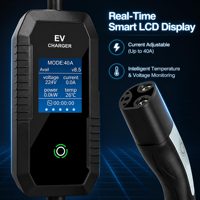 Chargeur EV portable NACS 40A 9600W, station de charge de niveau 2 avec écran LCD, câble de 5 m, plug and play pour la maison et le garage