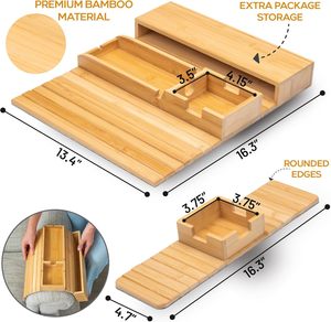 Juego de bandejas para portavasos, bandeja de madera antideslizante para reposabrazos, bandeja para aperitivos para ver series, bandeja con clip para mesa - Product Image 2
