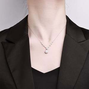 Collar de Plata de Ley S925 con Moissanita en Forma de Corazón para Mujer, Collar de Plata de Ley S925 con Moissanita en Forma de Cubo Pequeño - Product Image 2