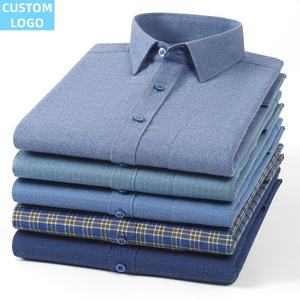 قميص رجالي مخصص الشعار ، قميص كلاسيكي منقوش بأكمام طويلة للرجال والأعمال - Product Image 3