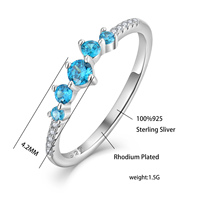 Bague en argent sterling 925 avec 5 pierres roses graduées, demi-pavé latéral, empilable, pour femme, bijoux de promesse et de fiançailles