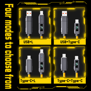 Silicone <span class=keywords><strong>4</strong></span>-in-1 Màn hình LED hiển thị nhanh sạc cáp dữ liệu cho iPad điện thoại máy tính xách tay <span class=keywords><strong>Tablet</strong></span>-66W C loại cáp - Product Image 3