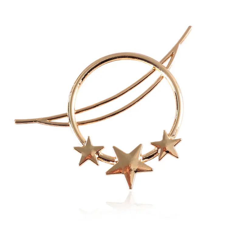 Metal Zinc Alloy Jewelry Fashion Three Stars Design Hair Pin Moon Stick Slide Hair Accessory Clips And Pin For Women Girl