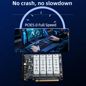Tarjeta de Expansión TISHRIC PCIE 5.0 X16 NVME M.2 <span class=keywords><strong>MKEY</strong></span> SSD RAID, Adaptador de Matriz SSD de 4 Bahías, 128Gbps, para Placa Base, Compatible con SSD 2230/42/60/80 - Product Image 3