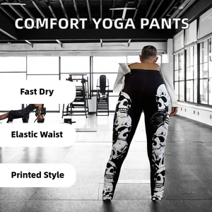 Wholesale Gothic Skull Print <b>Leggings</b> Women High Waist Stretch Halloween Party Gym Fitness Slimming <b>Black</b> White <b>Leggings</b> OEM - Product Image 2