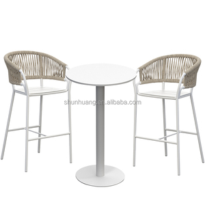 New Arrive Metal Luxury Restaurant Furniture <strong>bar</strong> <strong>Stool</strong> <strong>and</strong> <strong>Table</strong> <strong>Garden</strong> Leisure Rope Woven High Chairs <strong>bar</strong> Set - Product Image 2