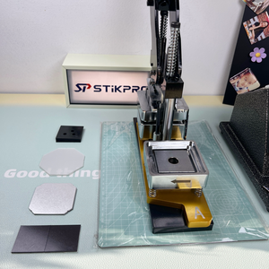 2*2inch Square Badge <strong>Button</strong> <strong>Maker</strong> Manual Press Badge Machine for DIY Making Magnet Refrigerator Badge &amp;<strong>100</strong> Sets Materials - Product Image 1