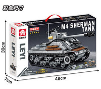 Kit de modèle de char M4 Sherman à assembler, Seconde Guerre mondiale |   Jouet de construction de véhicule blindé militaire sur chenilles |   Ensemble de blocs de construction pour enfants, cadeau