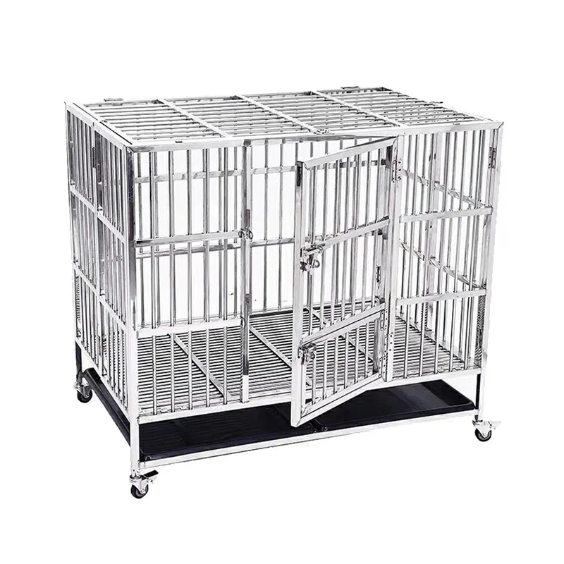 Cage pour animaux de compagnie, solide et durable, en acier inoxydable, niche pour chien, avec fenêtre de lucarne, à vendre, vente en gros
