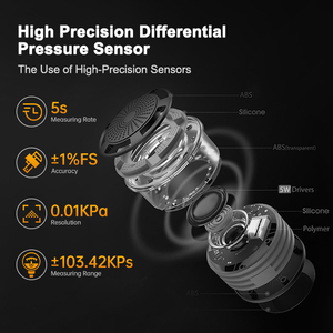 Manómetro Digital Sndway SW-512C, Medidor de Presión de Aire Profesional, Detector Diferencial, Kit de Herramientas con Medidor de 103.42 Kpa - Product Image 4