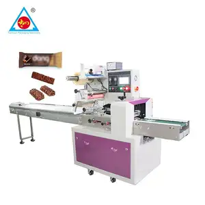 Low Cost Manual Automatic Chocolate Candy Bar cookie Flow Pack Horizontal Rotary Food Pillow Packing Machine