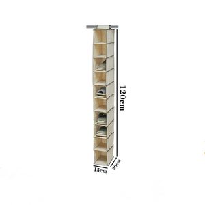 Organisateur de placard suspendu à 10 étagères en tissu gris, sac de rangement suspendu derrière les portes - Product Image 3