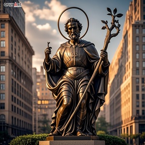 Grande fuso in bronzo turista patrono San Cristoforo statua che tiene il ramo e abbraccia gesù a grandezza naturale <span class=keywords><strong>St</strong></span> <span class=keywords><strong>Christopher</strong></span> statua in ottone - Product Image 5