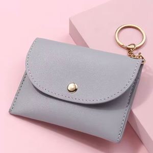 Custom Fashion PU Leather Waterproof Portable Daily Use Short Coin Purse Keychain Button Closure <b>Mini</b> Coin Bag Credit Card <b>Pouch</b> - Product Image 4