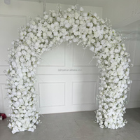 Arrangement floral artificiel en forme de U en soie blanche, rose, pour décoration de fond de mariage, événement, fête