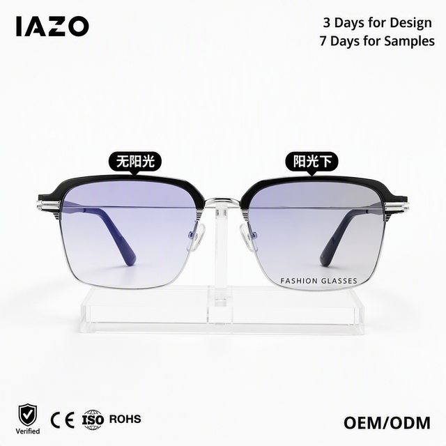 High Quality Half Frame Fashion Photochromic Glasses Optical Frame Eyeglasses Frames Anti Blue Light Glasses