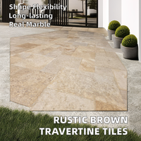 Carrelage en pierre naturelle de luxe, travertin brun rustique turc moderne, finition mate, 1,2 cm, motif français, pour appartement, villa, extérieur