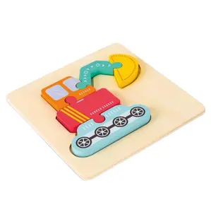 Wooden funny educational baby toys brain teaser burr 3d dinosaurs giraffe puzzle toy