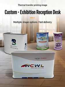 Bureau <span class=keywords><strong>d</strong></span>'exposition professionnel pliable, montage sans outil, panneau haute densité, réutilisable pour plusieurs salons - Product Image 3