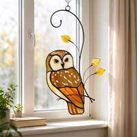 Vitrail personnalisé hibou en or suspendu Art déco Design Style cadeau pour elle Figurine sur support
