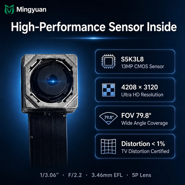 13MP CMOS MIPI Camera Module S5K3L8 MY-13M-V1 4208x3120 FOV 79.8 F2.6 Slim FPC Tablet PDA OEM ODM