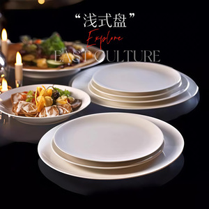 Ceramic Pure White Round Plate <b>Set</b> For Hotels Homes Party <b>Dinnerware</b> - Product Image 1