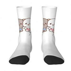 Calcetines Personalizados para Parejas, Diseño Mochi Cat Peach y Goma, Antibacterianos, Cálidos, Divertidos y Originales, para Hombre y Mujer, Suministro ODM - Product Image 1