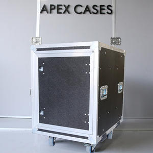 Estuche de transporte <span class=keywords><strong>APEX</strong></span> CASES 14U con puertas correderas y tapa abatible, personalizado para DJ, de aluminio resistente, con soporte antichoque para rack, ideal para giras y alquiler. - Product Image 2