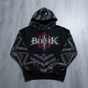 Customized Anime Tapestry <strong>Berserk</strong> <strong>Hoodie</strong> DTG Printed 400GSM Sweatshirts Custom Bling Design Hoodies for Men - Product Image 3