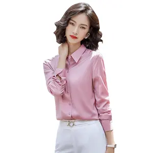 China Factory Direct Sell Dropship Wholesale White Shirts for Women Full Sleeve Solid Blouse Office Lady Summer Wear Top