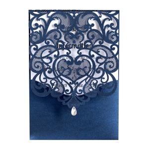 Convite de Casamento e Noivado Estilo Europeu de Alta Qualidade com Corte a Laser, Renda e Design Vazado em Papel Perolado - Product Image 2