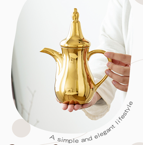 Théière à café Qahwa de style arabe de luxe, plaquée or, bouilloire haut de gamme, pot à eau traditionnel musulman pour la maison et les mariages - Product Image 6